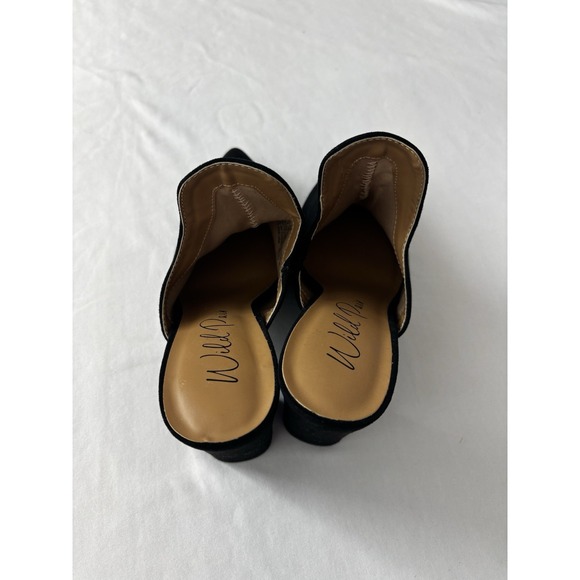 WILD PAIR Womens Black‎ Extended Carlita Slip On Heeled Mules Shoes 7m - Picture 4 of 10